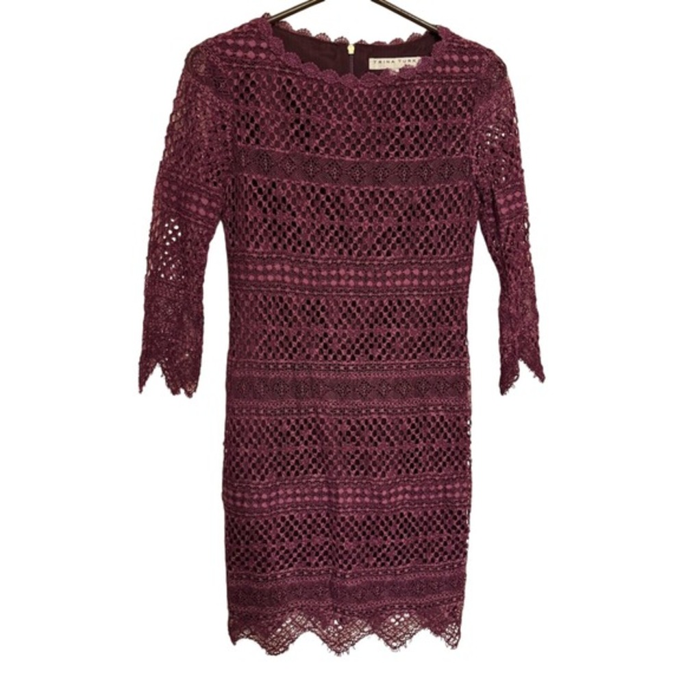 Trina Turk Geddes Lace Dress Women's Size 0 Los Angeles Plum